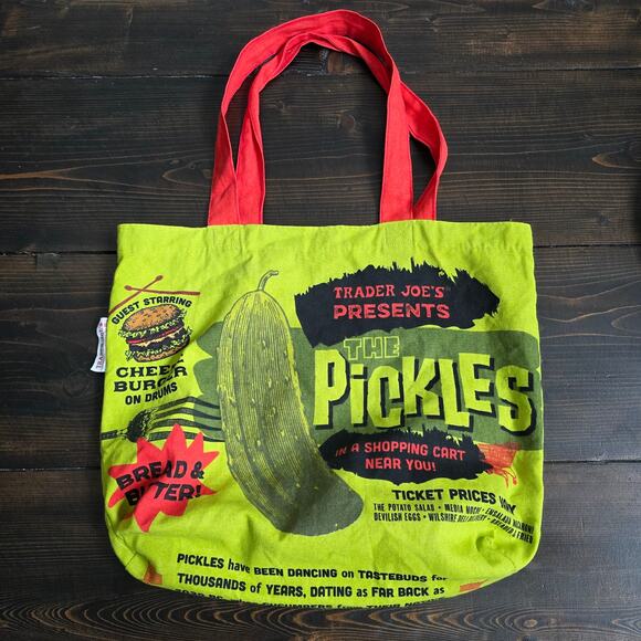 Trader Joe’s The Pickle Robots Reusable Tote Bag Recycle Sustainable Groceries - Picture 2 of 5